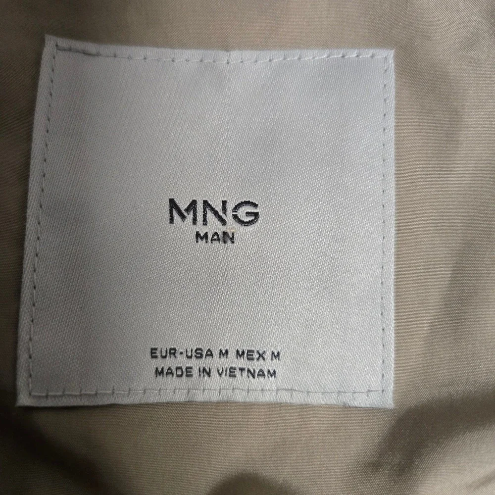 MNG Man Full Zip Bomber Jacket Mock Neck Tan Cotton Blend Mens‎ Size Medium